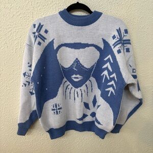 VINTAGE Blue and White Ski Sweater